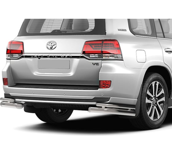 Защита заднего бампера Rival d76+d42 уголки для Toyota Land Cruiser 200 рестайлинг (Executive Lounge) 2018-2021, нерж. сталь, 2 части, R.5724.004 1