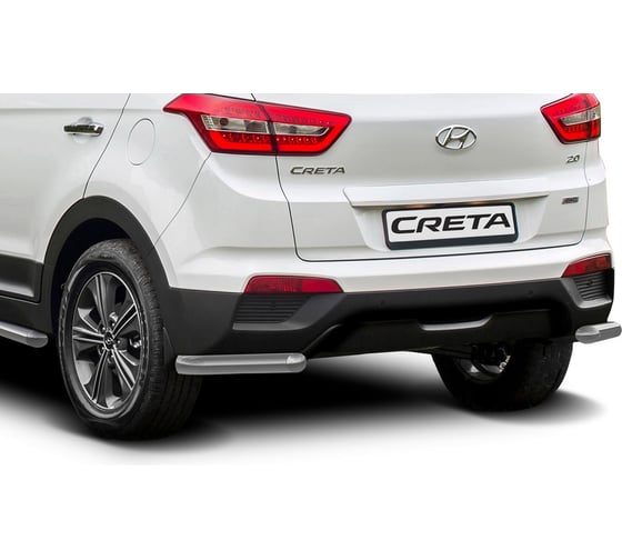 Защита заднего бампера Rival d57 уголки для Hyundai Creta 2016-2020 2020-н.в., нерж. сталь, 2 части, R.2310.006