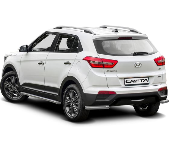 Защита заднего бампера Rival d57 уголки для Hyundai Creta 2016-2020 2020-н.в., нерж. сталь, 2 части, R.2310.006