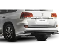 Защита заднего бампера Rival d76+d42 уголки для Toyota Land Cruiser 200 рестайлинг (Excalibur) 2017-н.в., нерж. сталь, 2 части, R.5719.004