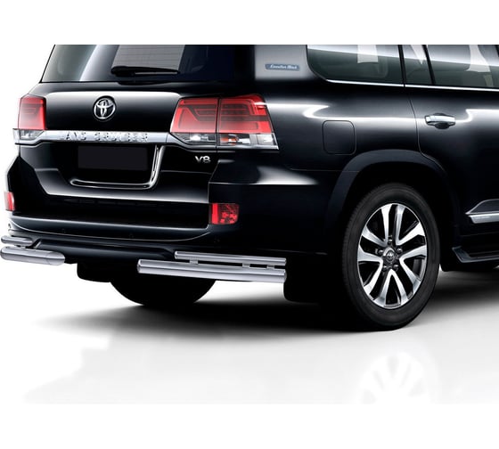 Защита заднего бампера Rival d76+d42 уголки для Toyota Land Cruiser 200 рестайлинг (Executive) 2016-2017, нерж. сталь, 2 части, R.5717.015 1