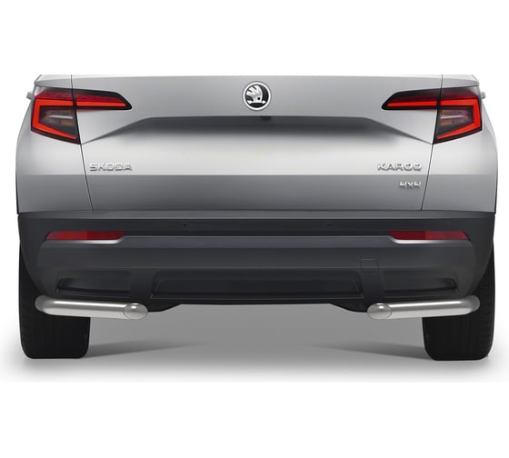 Защита заднего бампера Rival d57 уголки для Skoda Karoq 2020-н.в., нерж. сталь, 2 части, R.5102.004