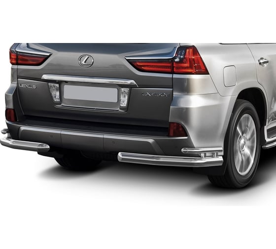 Защита заднего бампера Rival d76+d42 уголки для Lexus LX III рестайлинг 2015-н.в., нерж. сталь, 2 части, R.3210.007