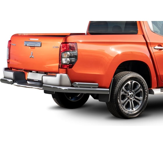 Защита заднего бампера Rival d76+d57 уголки для Mitsubishi L200 V рестайлинг 2018-н.в., нерж. сталь, 2 части, R.4016.006