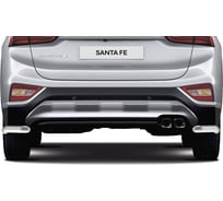 Защита заднего бампера Rival d57 уголки для Hyundai Santa Fe IV 2018-2021, нерж. сталь, 2 части, R.2312.004