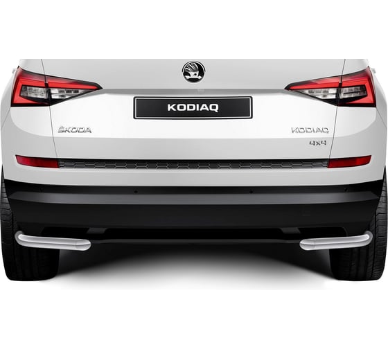 Защита заднего бампера Rival d57 уголки для Skoda Kodiaq 2017-н.в., нерж. сталь, 2 части, R.5101.005