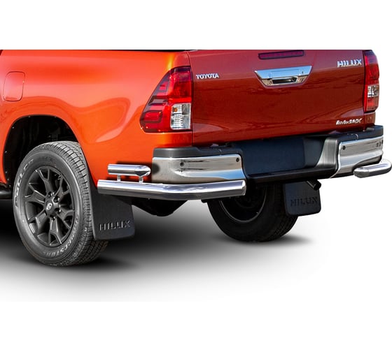 Защита заднего бампера Rival d76+d57 уголки для Toyota Hilux VIII рестайлинг (Exclusive) 2018-2020/Hilux VIII рестайлинг 2020-н.в., нерж. сталь, 2 части, R.5722.006