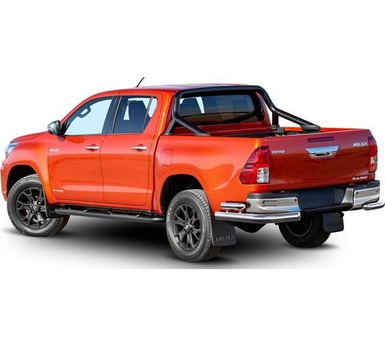 Защита заднего бампера Rival d76+d57 уголки для Toyota Hilux VIII рестайлинг (Exclusive) 2018-2020/Hilux VIII рестайлинг 2020-н.в., нерж. сталь, 2 части, R.5722.006