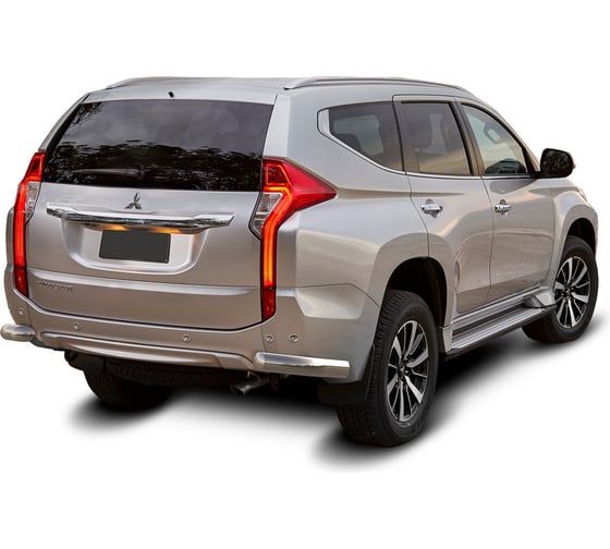 Защита заднего бампера Rival d76 уголки для Mitsubishi Pajero Sport III 2016-н.в., нерж. сталь, 2 части, R.4012.008