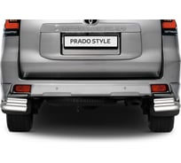 Защита заднего бампера Rival d76+d42 уголки для Toyota Land Cruiser Prado 150 рестайлинг (Style) 2019-н.в., нерж. сталь, 2 части, R.5723.005
