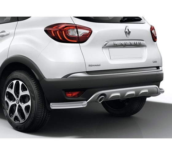 Защита заднего бампера Rival d57 уголки для Renault Kaptur 2016-2020, нерж. сталь, 2 части, R.4704.005