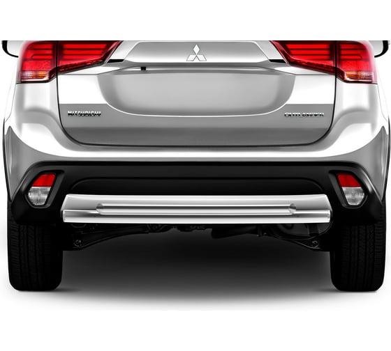 Защита заднего бампера Rival d57+d42 для Mitsubishi Outlander III рестайлинг 2018-н.в., нерж. сталь, R.4015.001 1