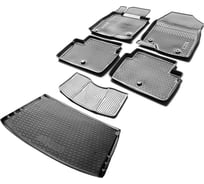 Коврики в салон и в багажник автомобиля Rival для Mazda 3 BM хэтчбек 2013-2018, полиуретан, с крепежом, 6 шт., K13801006-1