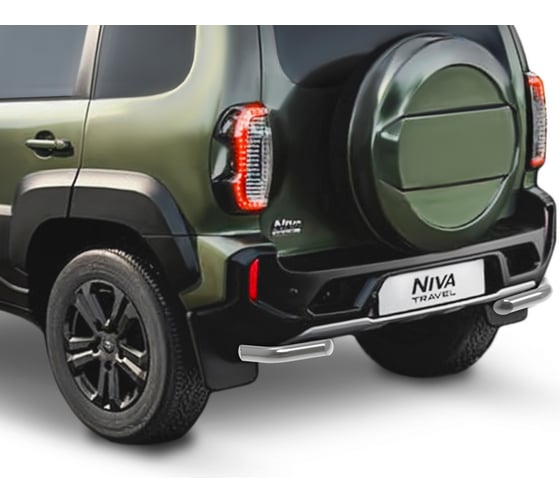 Защита заднего бампера Rival d57 уголки для Lada Niva Travel 2021-н.в., нерж. сталь, 2 части, R.6008.003 1