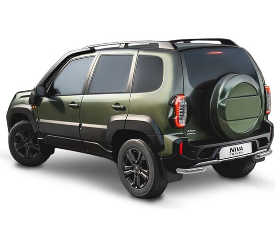 Защита заднего бампера Rival d57 уголки для Lada Niva Travel 2021-н.в., нерж. сталь, 2 части, R.6008.003