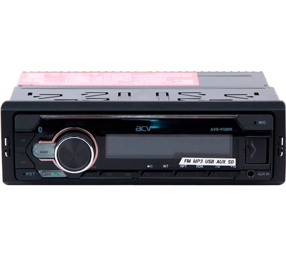Автомагнитола ACV 1din, мультицвет, Bluetooth/USB/AUX/SD/FM, 4х50 AVS-912BM