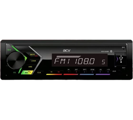 Автомагнитола ACV 1din, мультицвет, FM/MP3/USB/BT/SD/FM, 4х50 AVS-814BM 1