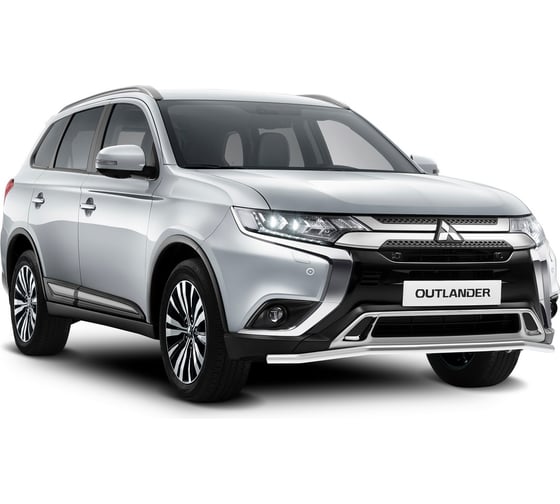 Защита переднего бампера Rival d42 волна длинная для Mitsubishi Outlander III рестайл R.4010.004