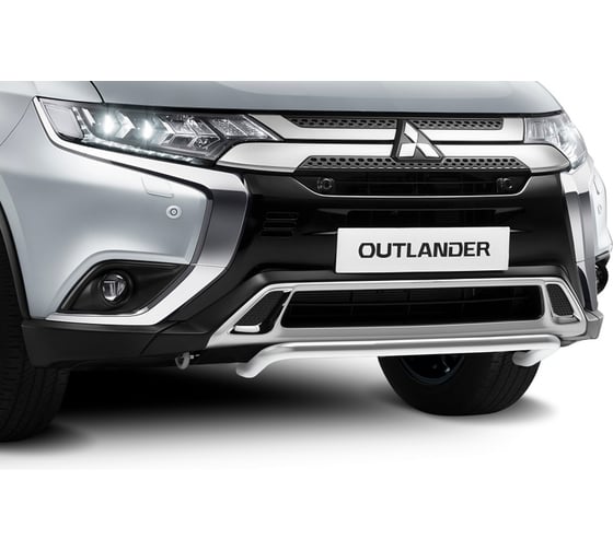 Защита переднего бампера d42 волна короткая Rival для Mitsubishi Outlander III рестайлинг 2015-2018 2018-н.в., R.4010.001
