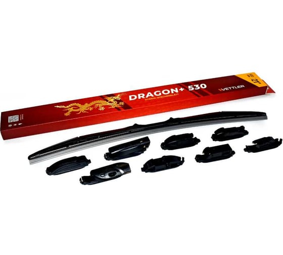 Щетка стеклоочистителя гибридная VETTLER 530 мм DRAGON+ (8 адаптеров) DRAGON530V
