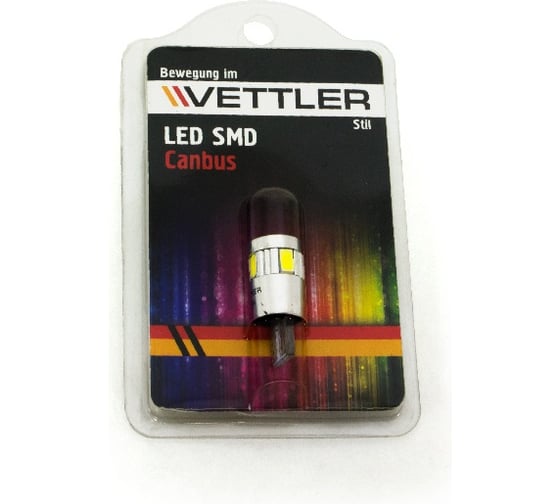 Лампа светодиодная VETTLER 24 V T10-6 SMD 5630 белая Canbus () T102456306white