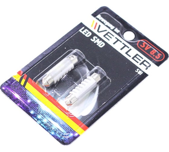 Лампа светодиодная VETTLER 24 V SV 8.5-1 SMD белая салонная (пальчиковая) 39мм (к-т 2шт) () SV82450501White 1