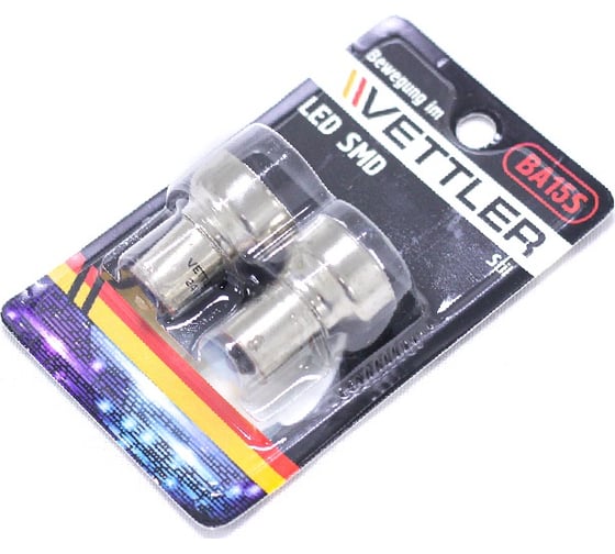 Лампа светодиодная VETTLER 24 V S25-6 SMD белая габарит поворот стоп. (к-т 2шт) () S252450506White 1