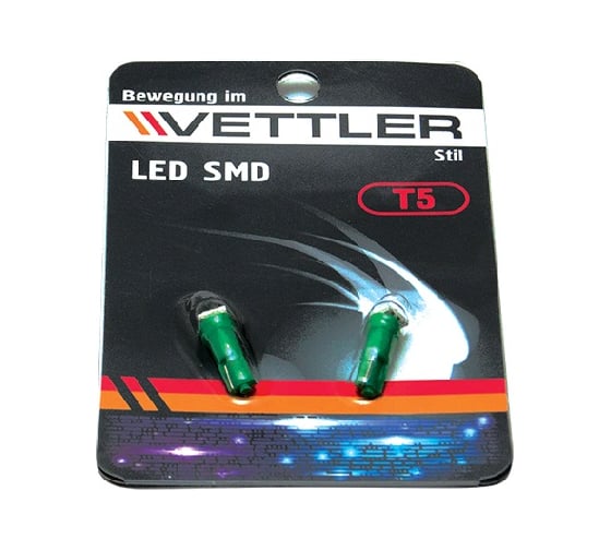 Лампа светодиодная VETTLER 12 V T5-1 SMD зеленая индикаторная б/цок подсв прибор (к-т 2шт) () T51250501Green