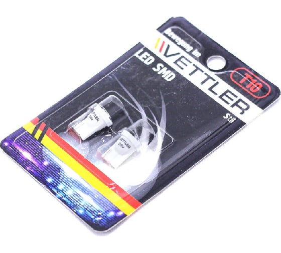 Лампа светодиодная VETTLER 24 V T10-1 SMD белая габарит, стоп-сигнал, повторитель б/цок (к-т 2шт) () T102450501White 1