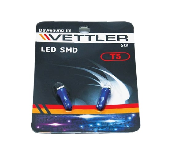 Лампа светодиодная VETTLER 24 V T5-1 SMD голубая индикаторная б/цок подсв прибор (к-т 2шт) () T52450501Blue 1