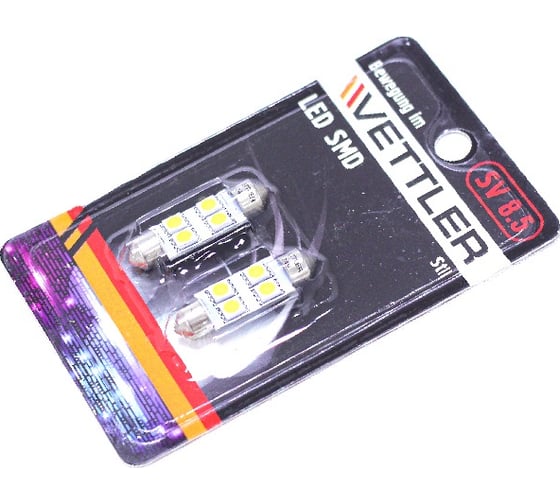 Лампа светодиодная VETTLER 24 V SV 8.5-4 SMD белая салонная (пальчиковая) 39мм (к-т 2шт) () SV82450504White