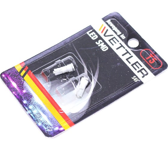 Лампа светодиодная VETTLER 24 V T5-1 SMD индикаторная б/цок подсв прибор (к-т 2шт) () T52450501White