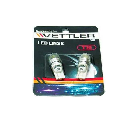 Лампа светодиодная VETTLER 12 V T10-1HP линза 90 люм белая повторит, габарит б/цок, 2шт T10121Wwhite