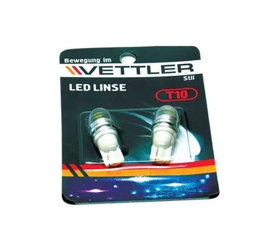 Лампа светодиодная VETTLER 12 V T10-1HP линза 175 люм белая повторит, габарит б/цок, 2шт T10122Wwhite 1