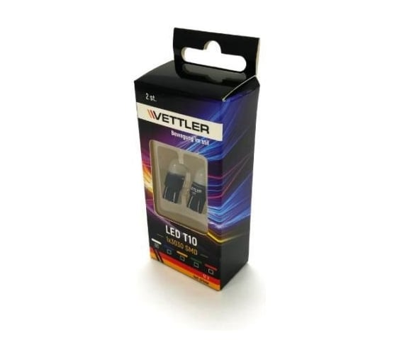 Лампа светодиодная VETTLER 12 V T10-1 SMD, 3030 белая повторит, габарит б/цок led driver, 2шт T101230301White