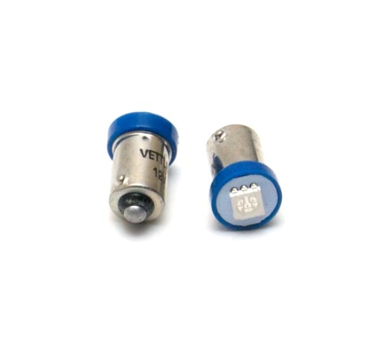 Лампа светодиодная VETTLER 12 V BA9S-1 SMD голубая, повторитель/подсветка фары, комплект 2 шт. BA9S1250501Blue 1