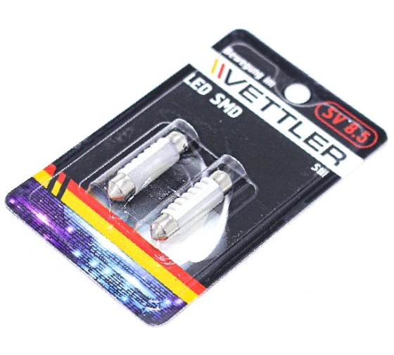 Лампа светодиодная VETTLER 12 V SV 8.5-1 SMD белая салонная (пальчиковая) 39 мм (к-т 2шт) () SV81250501White