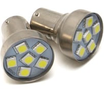 Лампа светодиодная VETTLER 12 V S25-6 SMD белая, стоп-сигнал, повторитель 1 контакт, комплект 2 шт. S251250506White