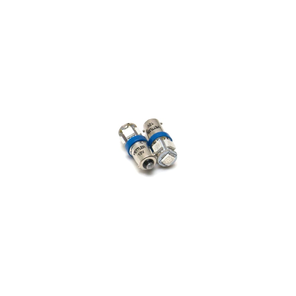 Лампа светодиод BA9S 12V 5 SMD голуб повтор подсвет фары к-т 2шт (VETTLER)