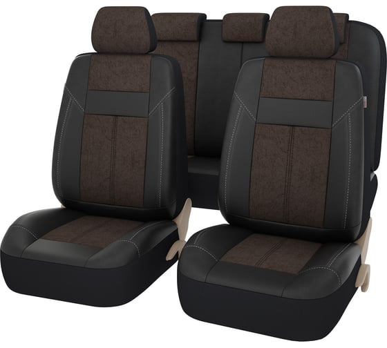 Чехлы PSV Absolute Next Черный Коричневый экокожа + велюр 132501 1