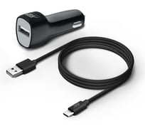 Автомобильное зарядное устройство BoraSCO USB, 1A + Дата-кабель Type-C, 1м черное 22033