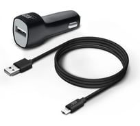 Автомобильное зарядное устройство BoraSCO USB, 1A + Дата-кабель micro USB, 1м черное 22031