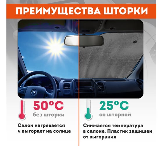 Шторка солнцезащитная DASWERK 150х80см для лобового стекла автомобиля, на присосках 671253