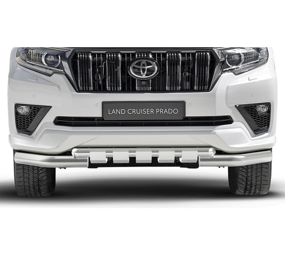 Защита переднего бампера Rival d76+d57 с профильной защитой картера для Toyota Land Cruiser Prado 150 рестайлинг (Black Onyx) 2020-н.в., R.5726.001