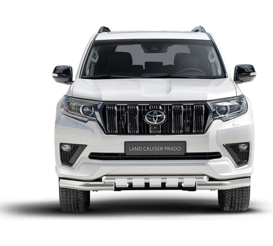 Защита переднего бампера Rival d76+d57 с профильной защитой картера для Toyota Land Cruiser Prado 150 рестайлинг (Black Onyx) 2020-н.в., R.5726.001