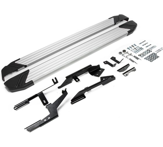 Пороги на автомобиль Rival Silver для Nissan Terrano III 2014-2017 2017-н.в./Renaul F173AL.4701.3