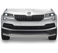 Защита переднего бампера Rival d57+d42 для Skoda Karoq 2020-н.в., нерж. сталь, R.5102.001