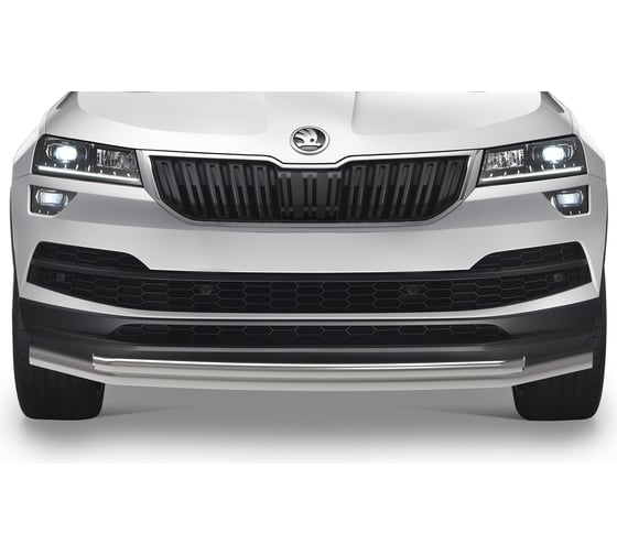 Защита переднего бампера Rival d57+d42 для Skoda Karoq 2020-н.в., нерж. сталь, R.5102.001