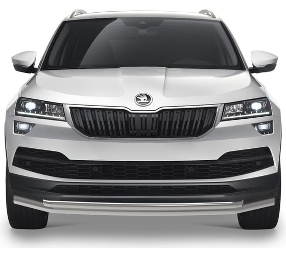 Защита переднего бампера Rival d57+d42 для Skoda Karoq 2020-н.в., нерж. сталь, R.5102.001