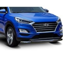 Защита переднего бампера Rival d57+d42 для Hyundai Tucson III рестайлинг 2018-н.в., нерж. сталь, R.2311.001